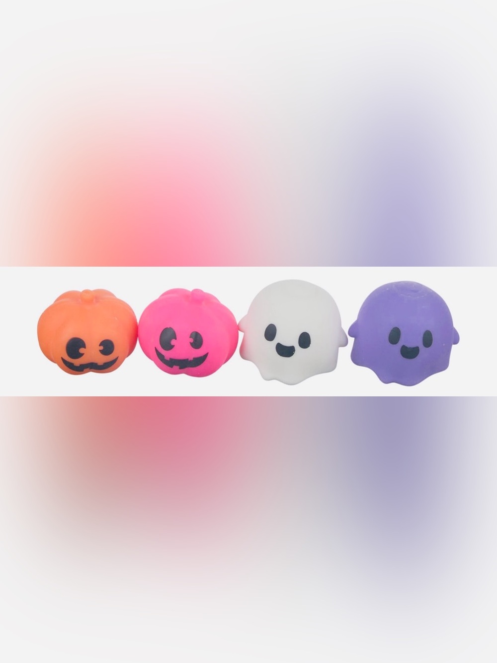VIRAL Halloween Squishy Characters Pack - Orange, Pink, White, Purple Set of 4